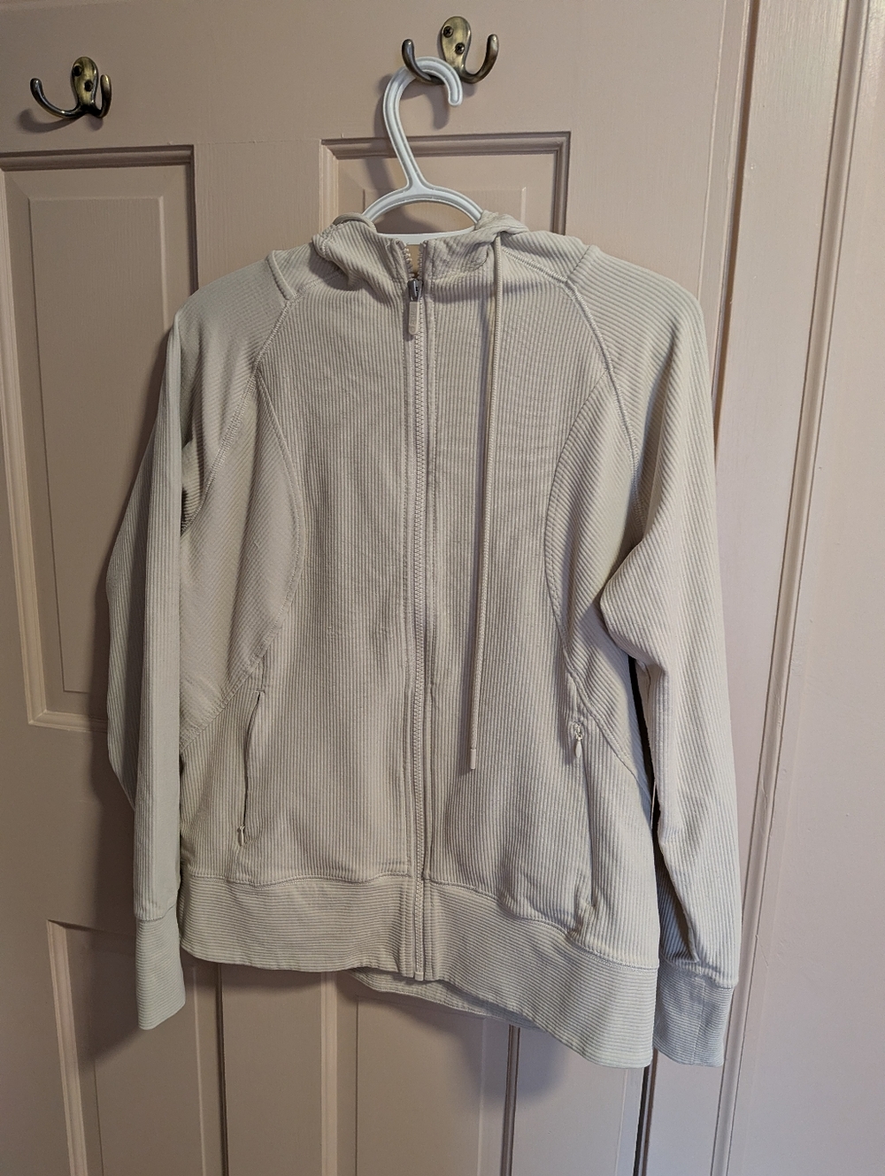 Zella Cream Ribbed Full-Zip Hoodie